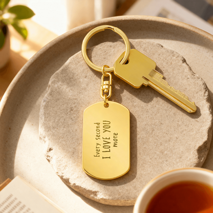 Personalized Handwritten Message Engraved Dog Tag Keychain