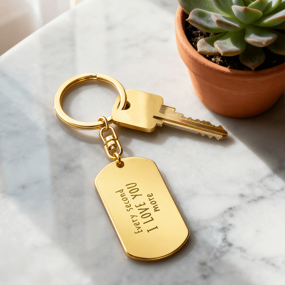 Personalized Handwritten Message Engraved Dog Tag Keychain