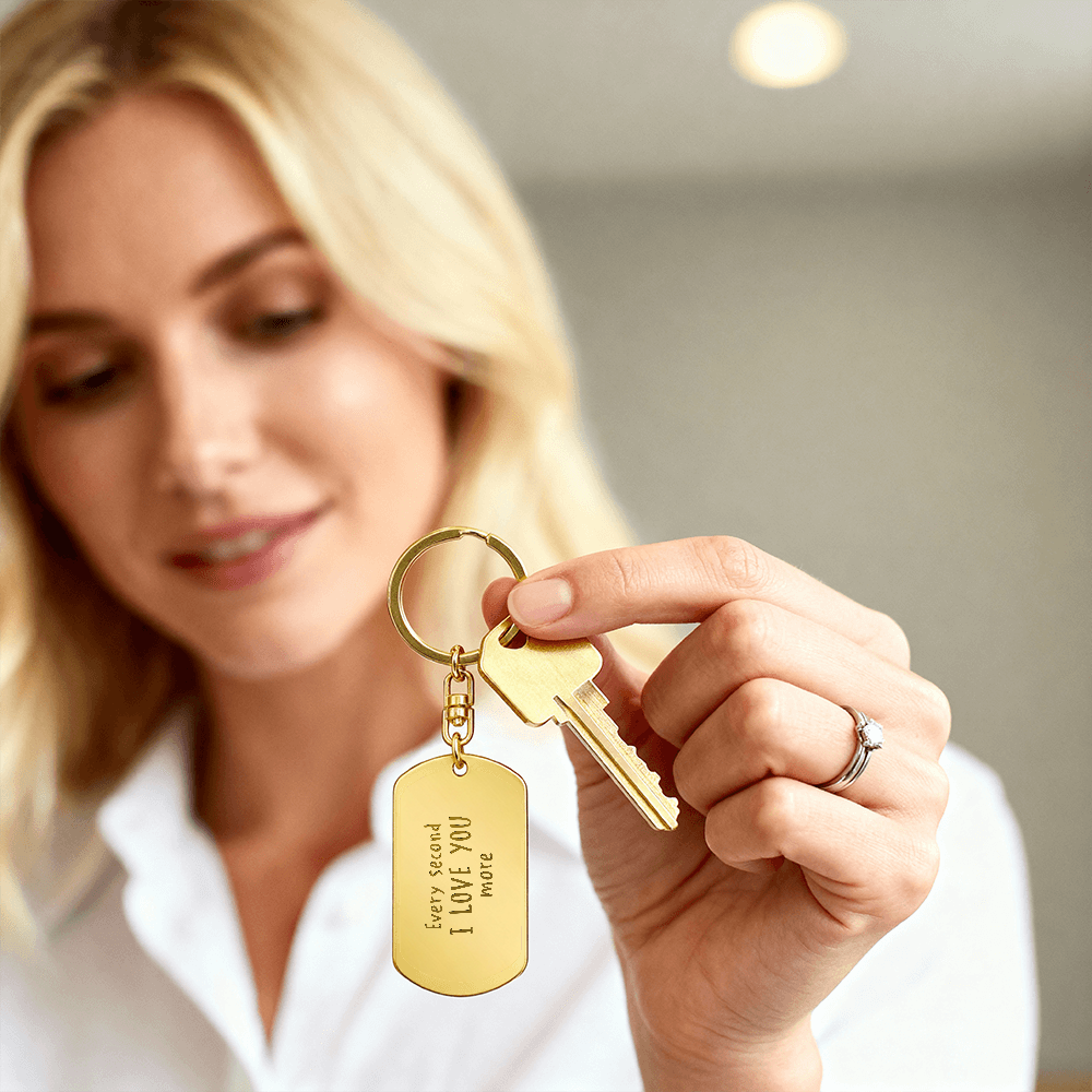 Personalized Handwritten Message Engraved Dog Tag Keychain