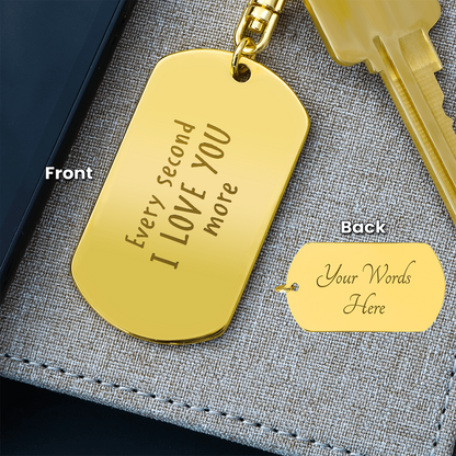 Personalized Handwritten Message Engraved Dog Tag Keychain