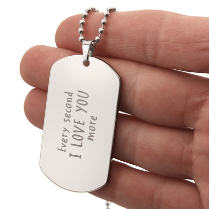 Personalized Handwritten Message Engraved Dog Tag Necklace