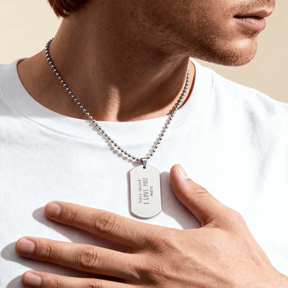 Personalized Handwritten Message Engraved Dog Tag Necklace