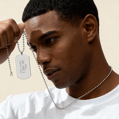 Personalized Handwritten Message Engraved Dog Tag Necklace