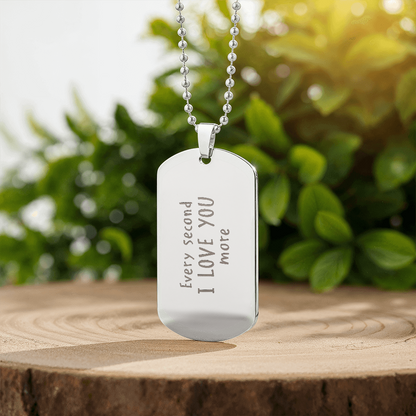 Personalized Handwritten Message Engraved Dog Tag Necklace