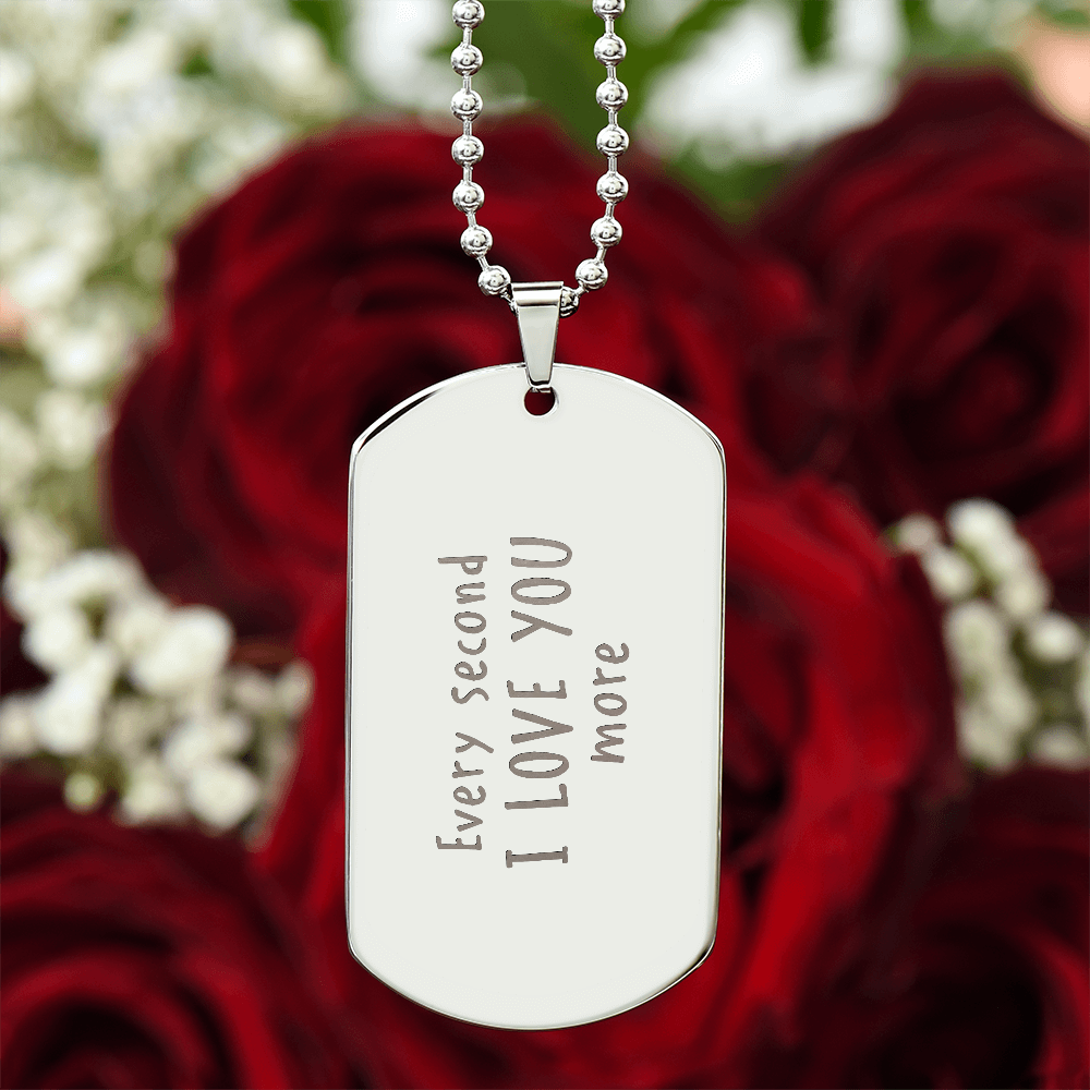 Personalized Handwritten Message Engraved Dog Tag Necklace
