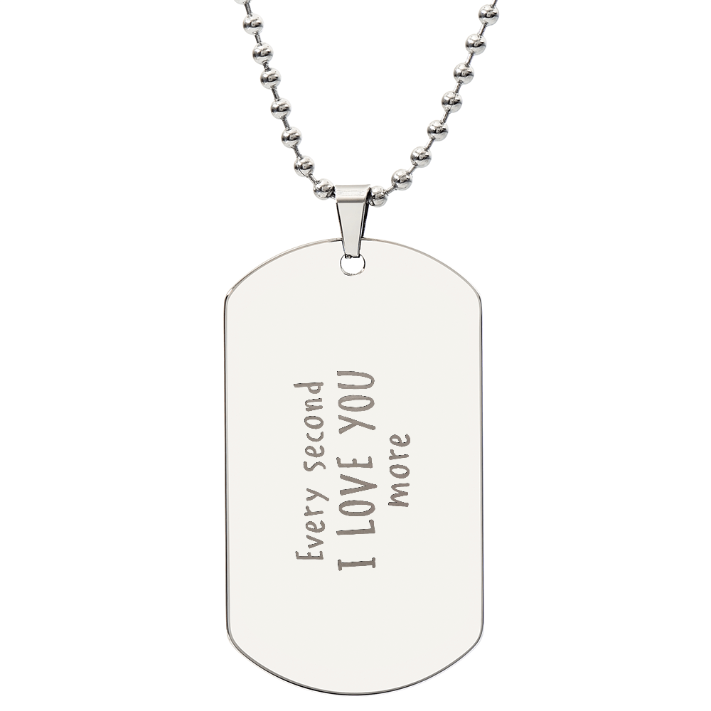 Personalized Handwritten Message Engraved Dog Tag Necklace