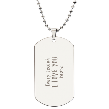 Personalized Handwritten Message Engraved Dog Tag Necklace