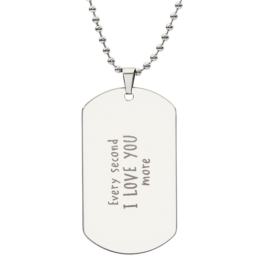 Personalized Handwritten Message Engraved Dog Tag Necklace