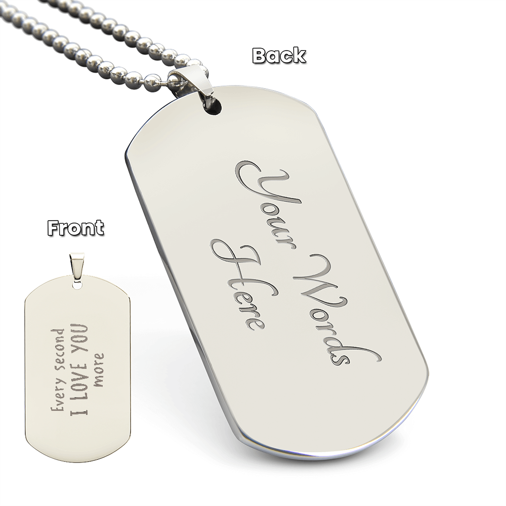 Personalized Handwritten Message Engraved Dog Tag Necklace