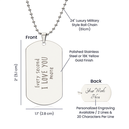 Personalized Handwritten Message Engraved Dog Tag Necklace