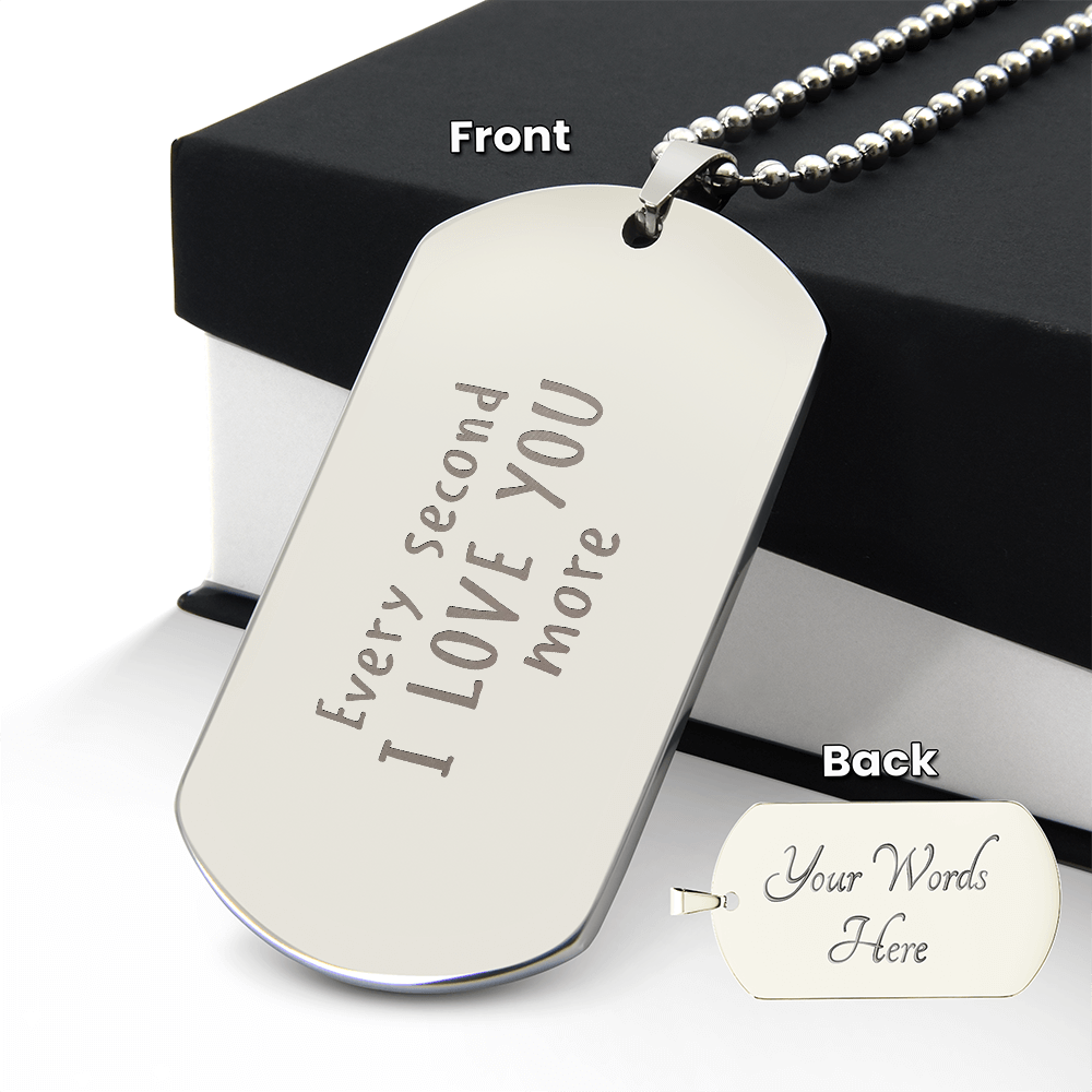 Personalized Handwritten Message Engraved Dog Tag Necklace