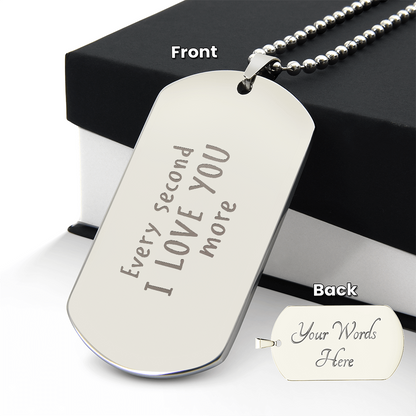 Personalized Handwritten Message Engraved Dog Tag Necklace