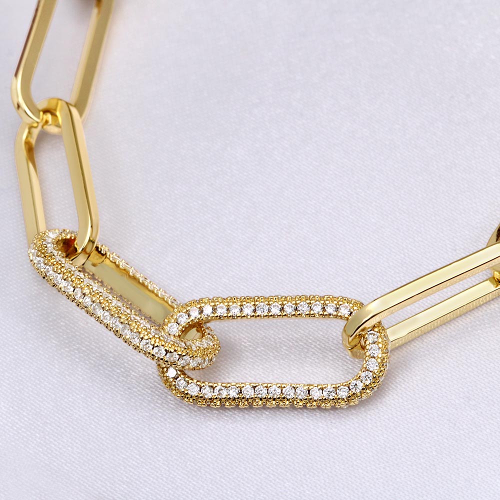 CZ Paperclip Chain Necklace / Forever Linked Necklace / Embellished Chain