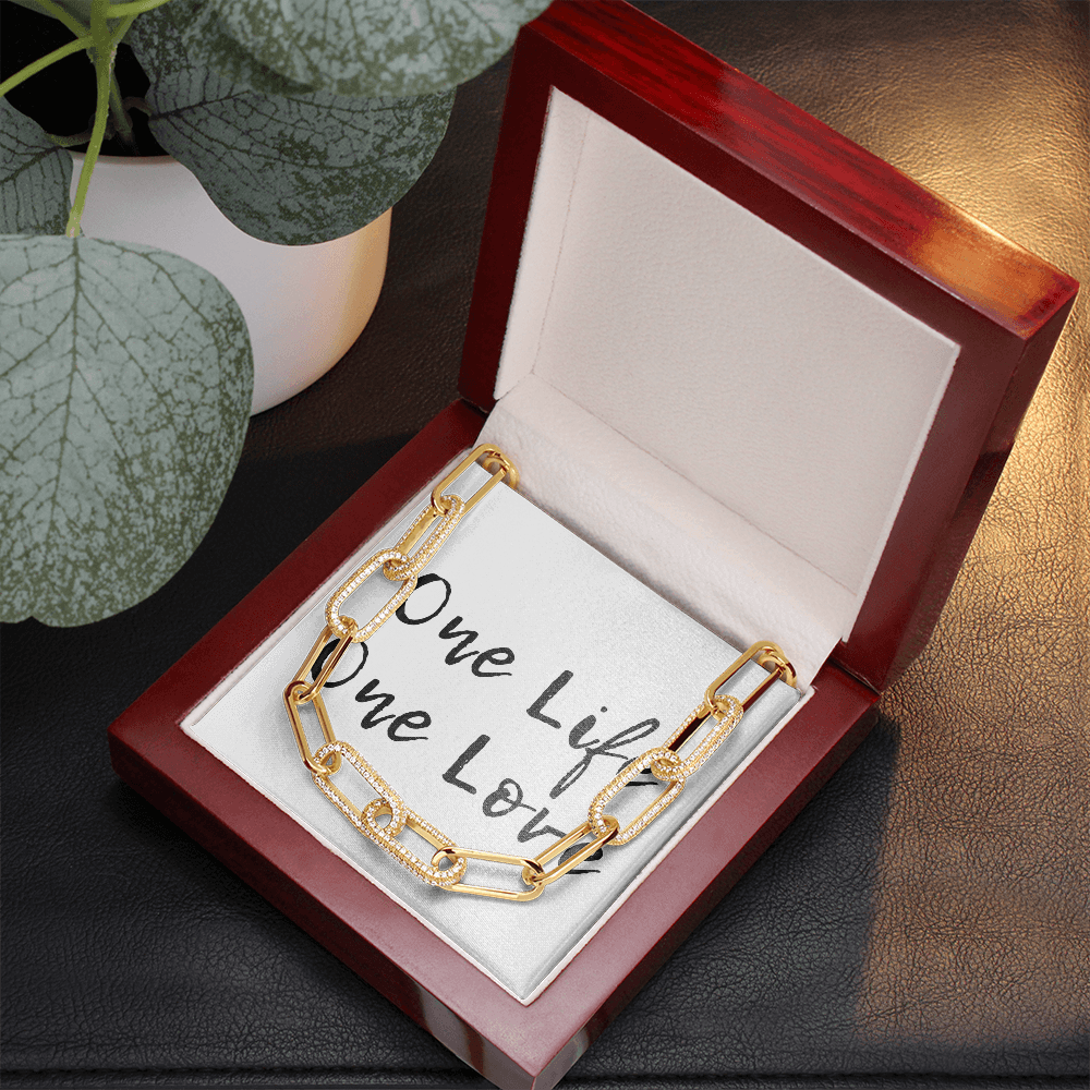 CZ Paperclip Chain Necklace / Forever Linked Necklace / Embellished Chain
