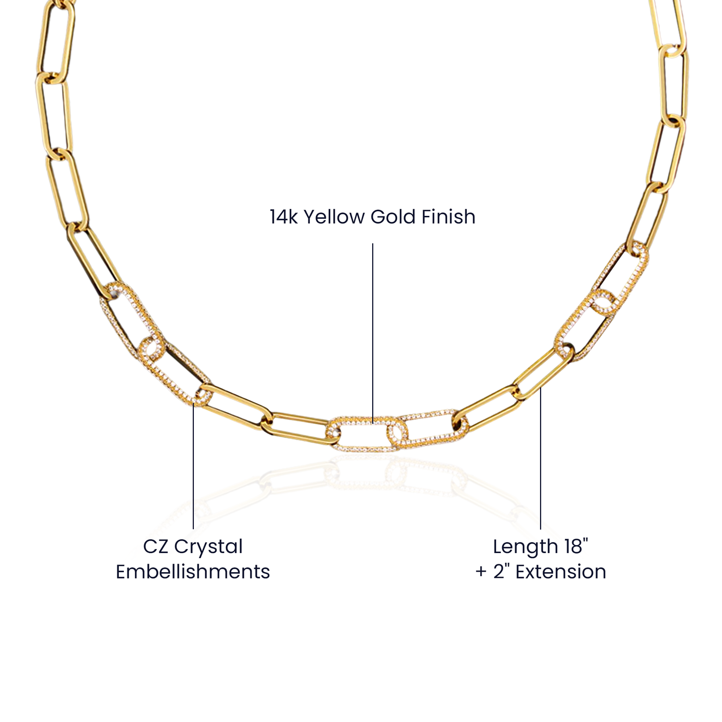 CZ Paperclip Chain Necklace / Forever Linked Necklace / Embellished Chain