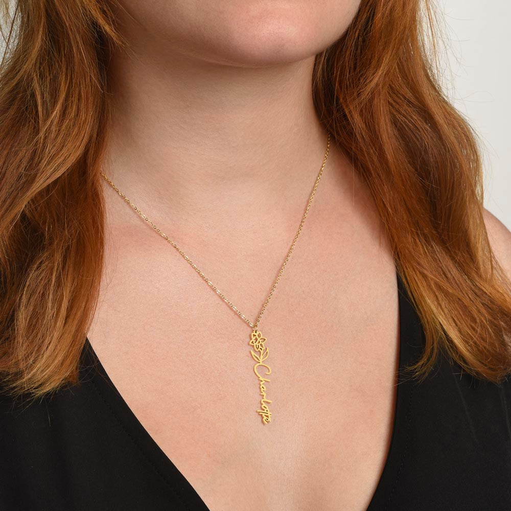 Personalized Name Necklace with Flower