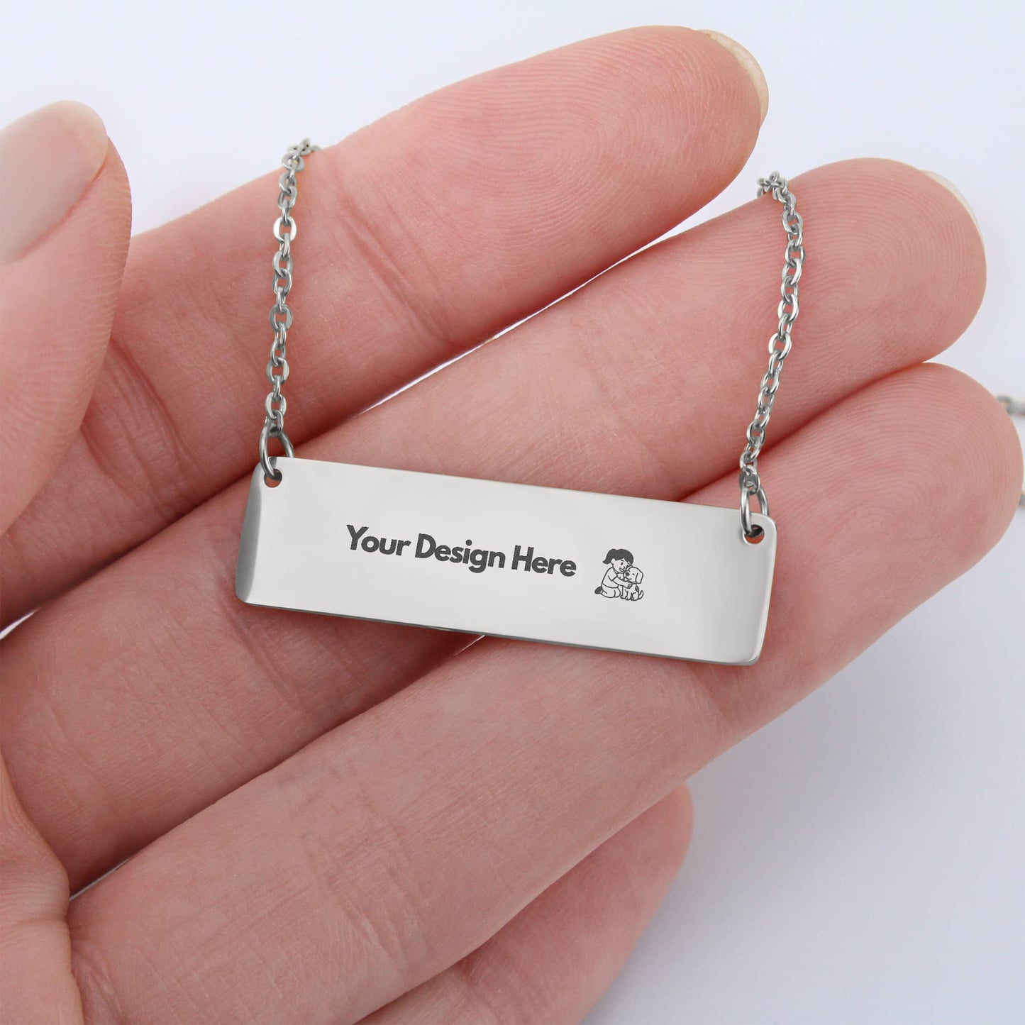 Custom Engraved Horizontal Bar Necklace
