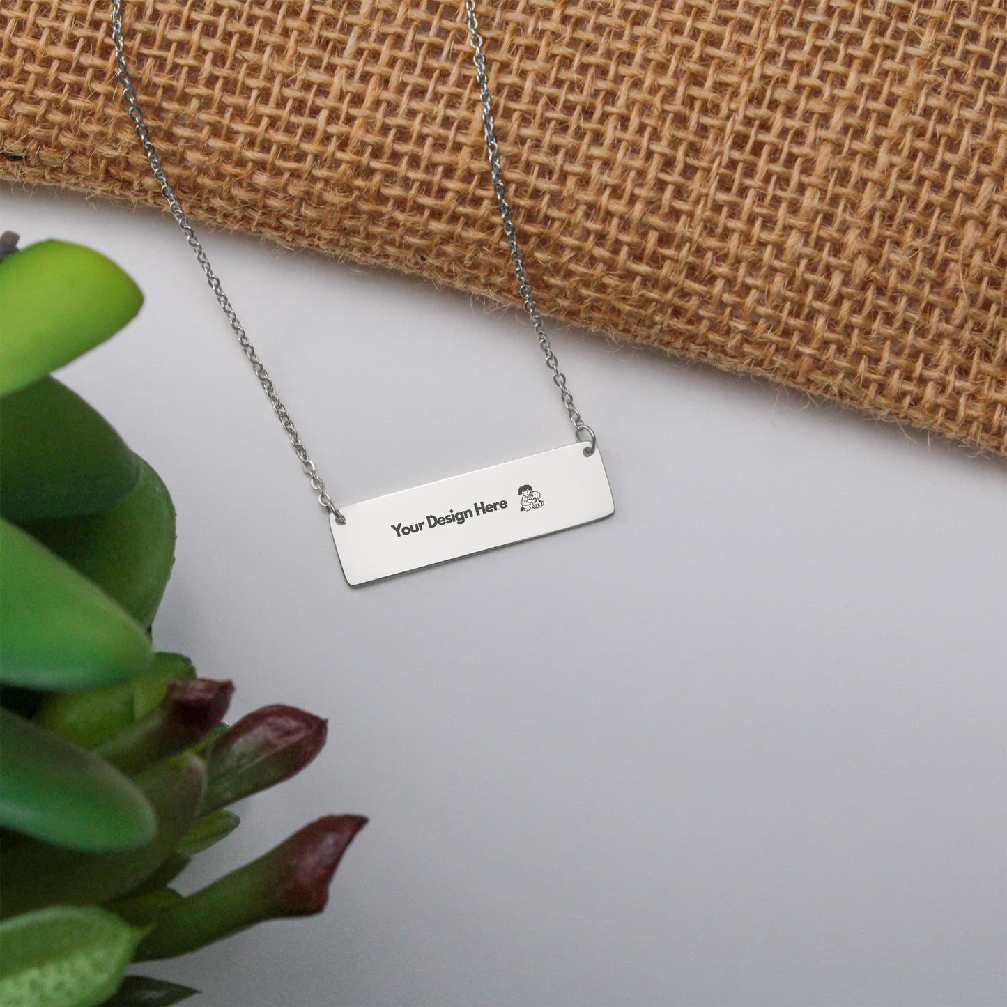 Custom Engraved Horizontal Bar Necklace