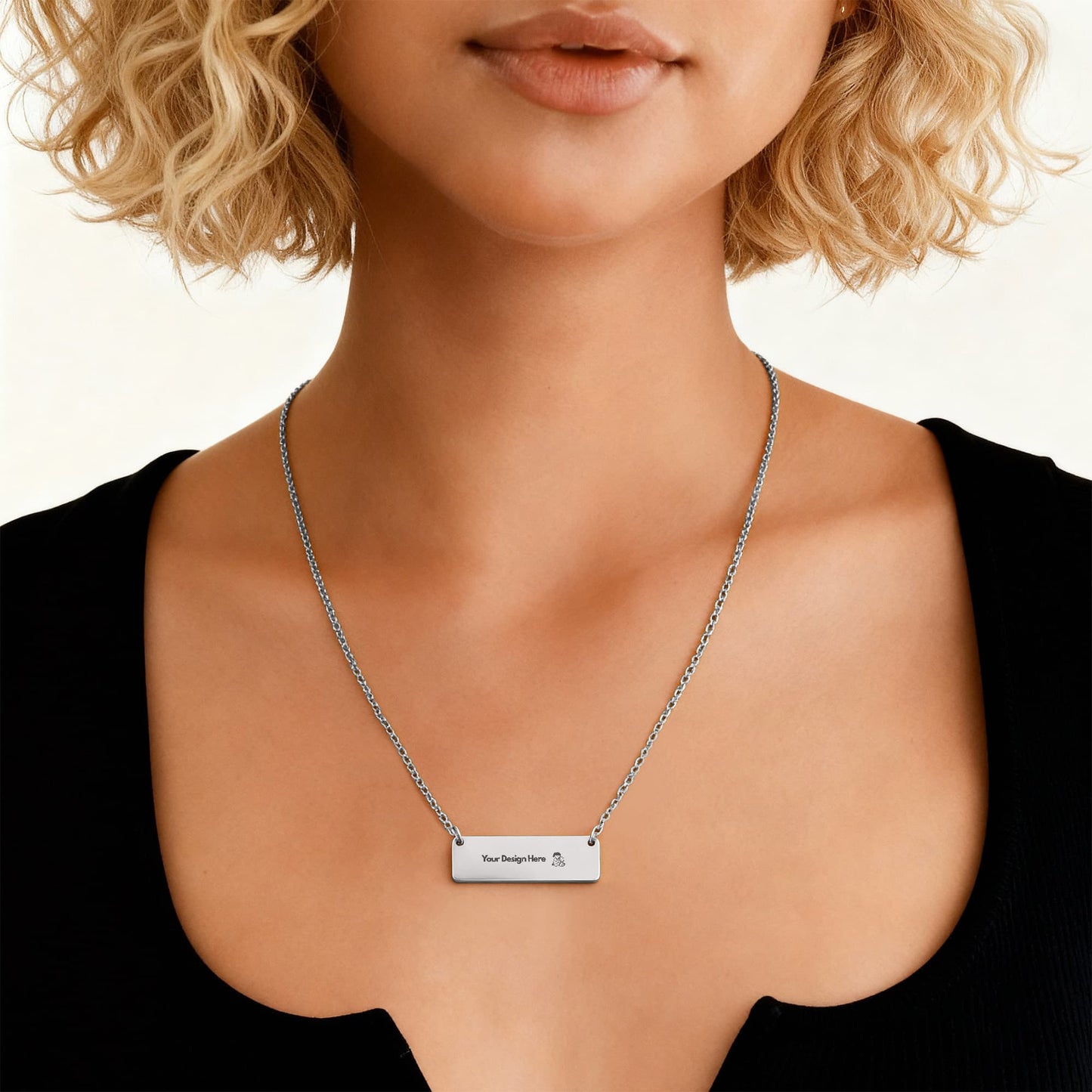 Custom Engraved Horizontal Bar Necklace