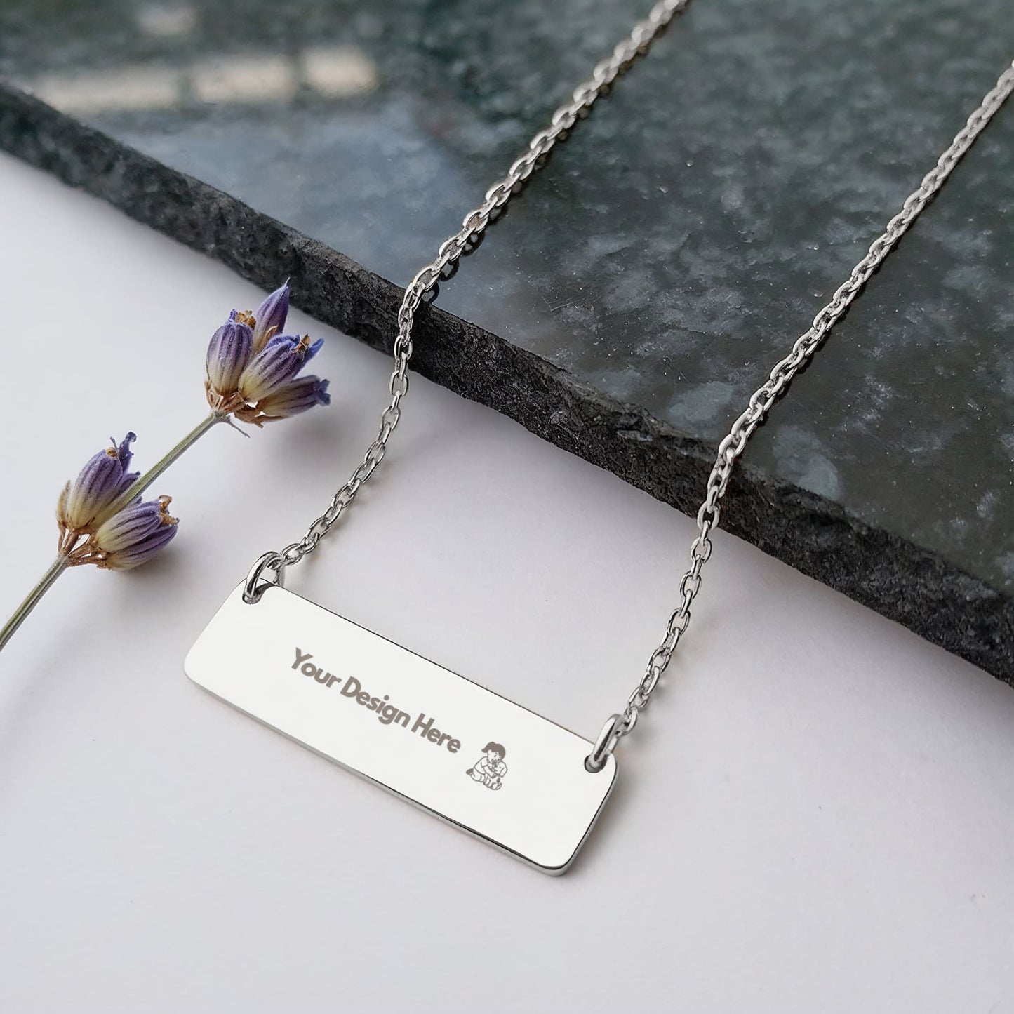 Custom Engraved Horizontal Bar Necklace