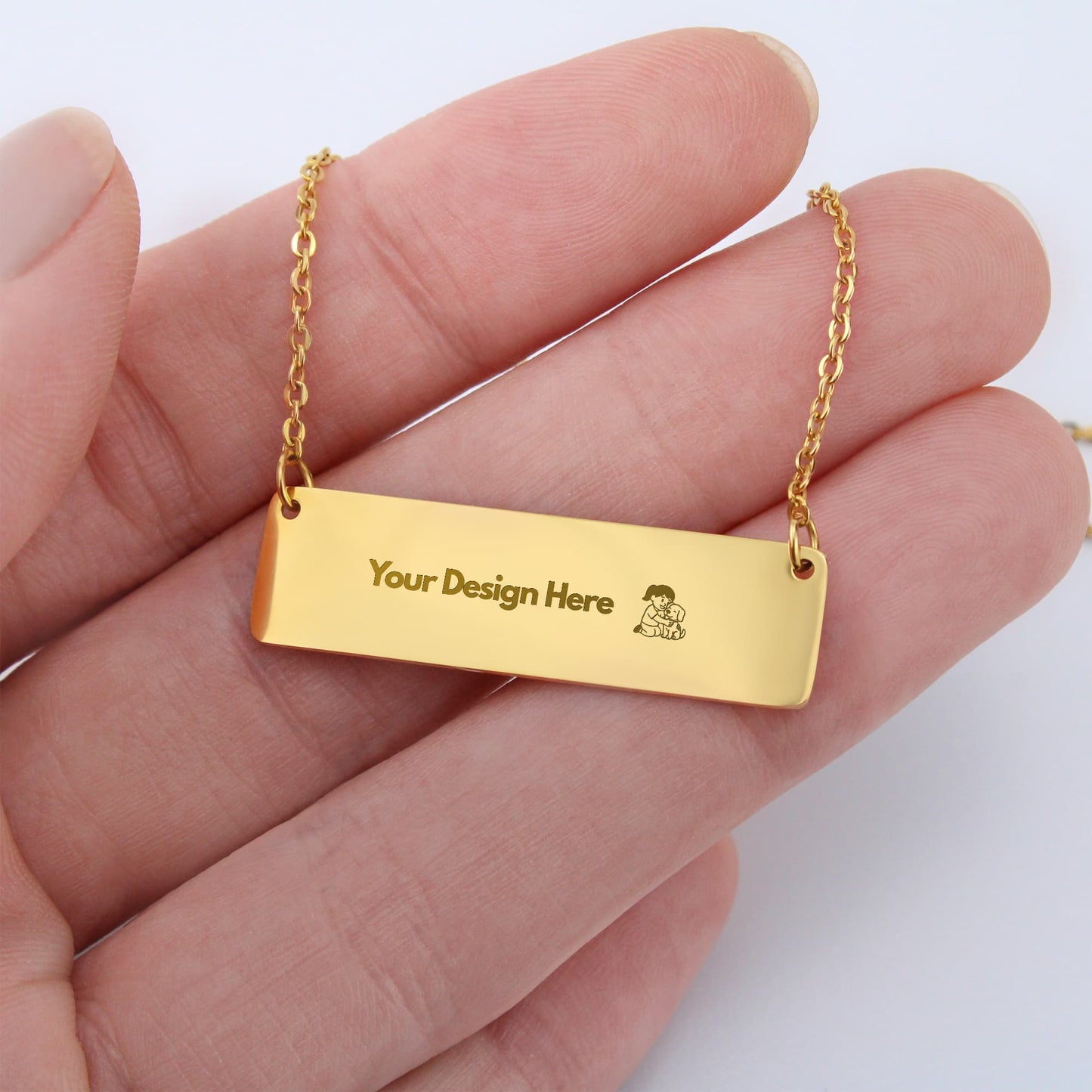 Custom Engraved Horizontal Bar Necklace