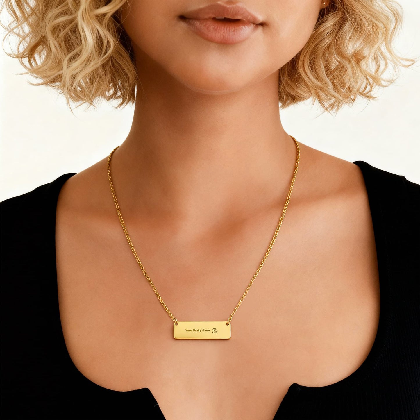 Custom Engraved Horizontal Bar Necklace