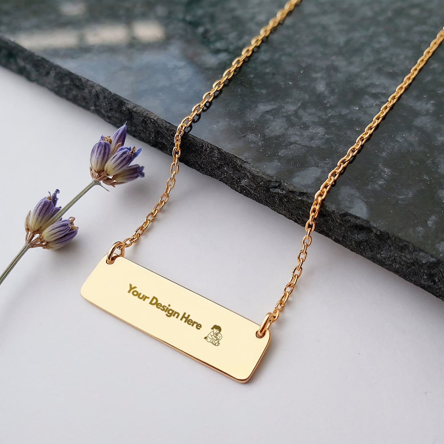 Custom Engraved Horizontal Bar Necklace