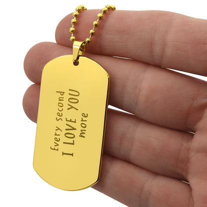 Personalized Handwritten Message Engraved Dog Tag Necklace