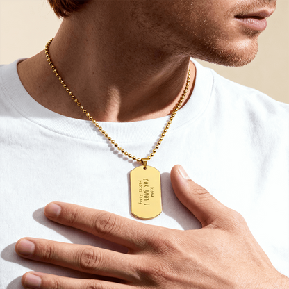 Personalized Handwritten Message Engraved Dog Tag Necklace
