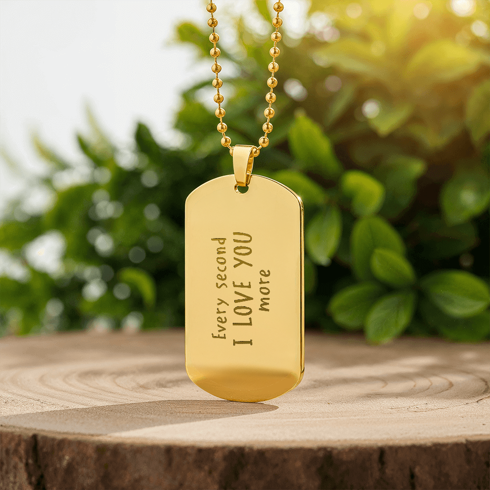 Personalized Handwritten Message Engraved Dog Tag Necklace