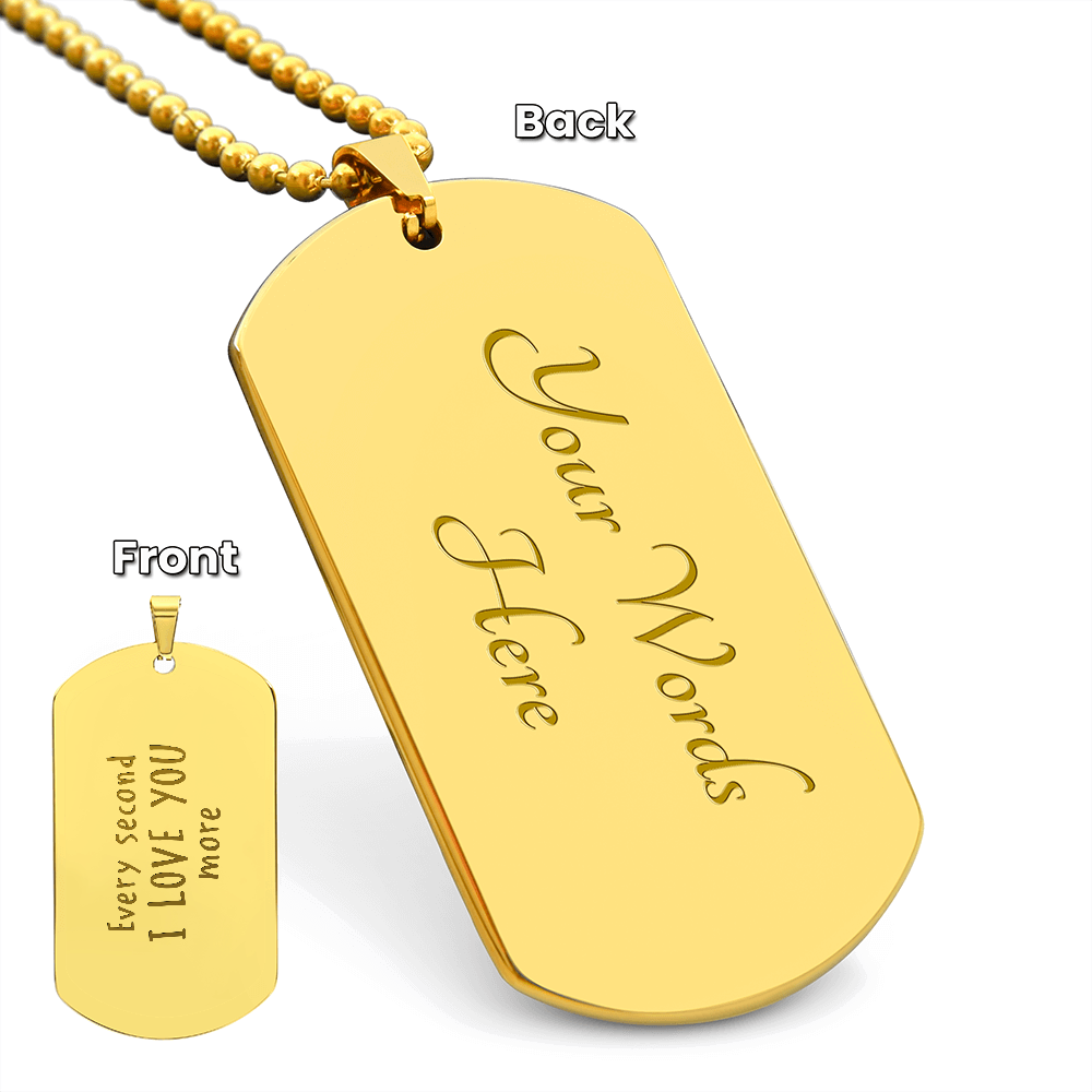 Personalized Handwritten Message Engraved Dog Tag Necklace