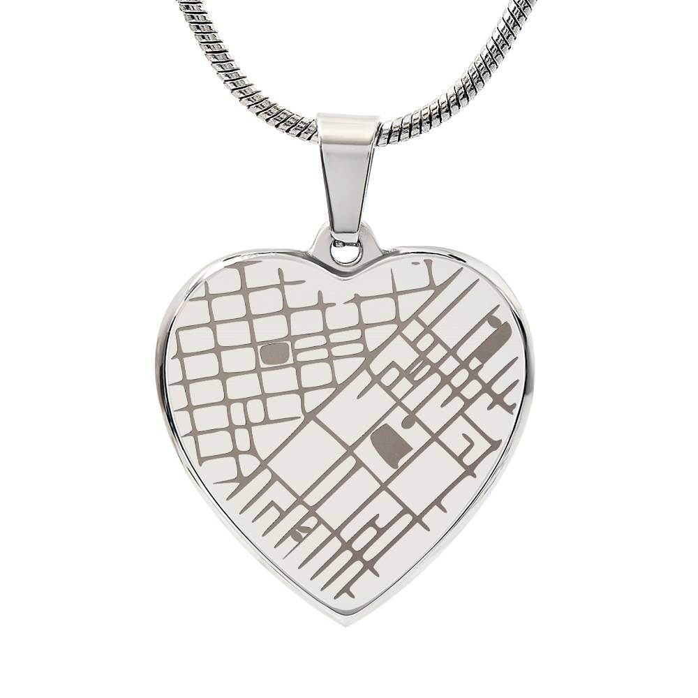 Engraved Map Heart Necklace