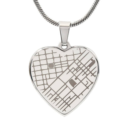 Engraved Map Heart Necklace
