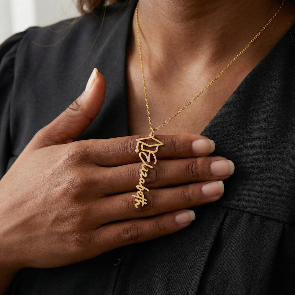 Graduation Cap Name Necklace