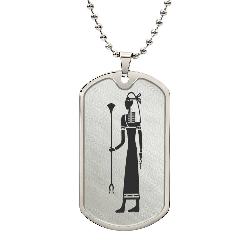 Graphic Dog Tag Pendant + Necklace - Egyptian Woman