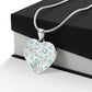Graphic Heart Pendant + Necklace - Blue Heart Pattern
