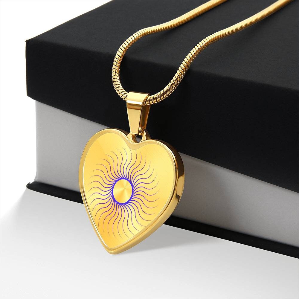 Graphic Heart Pendant + Necklace - Sun