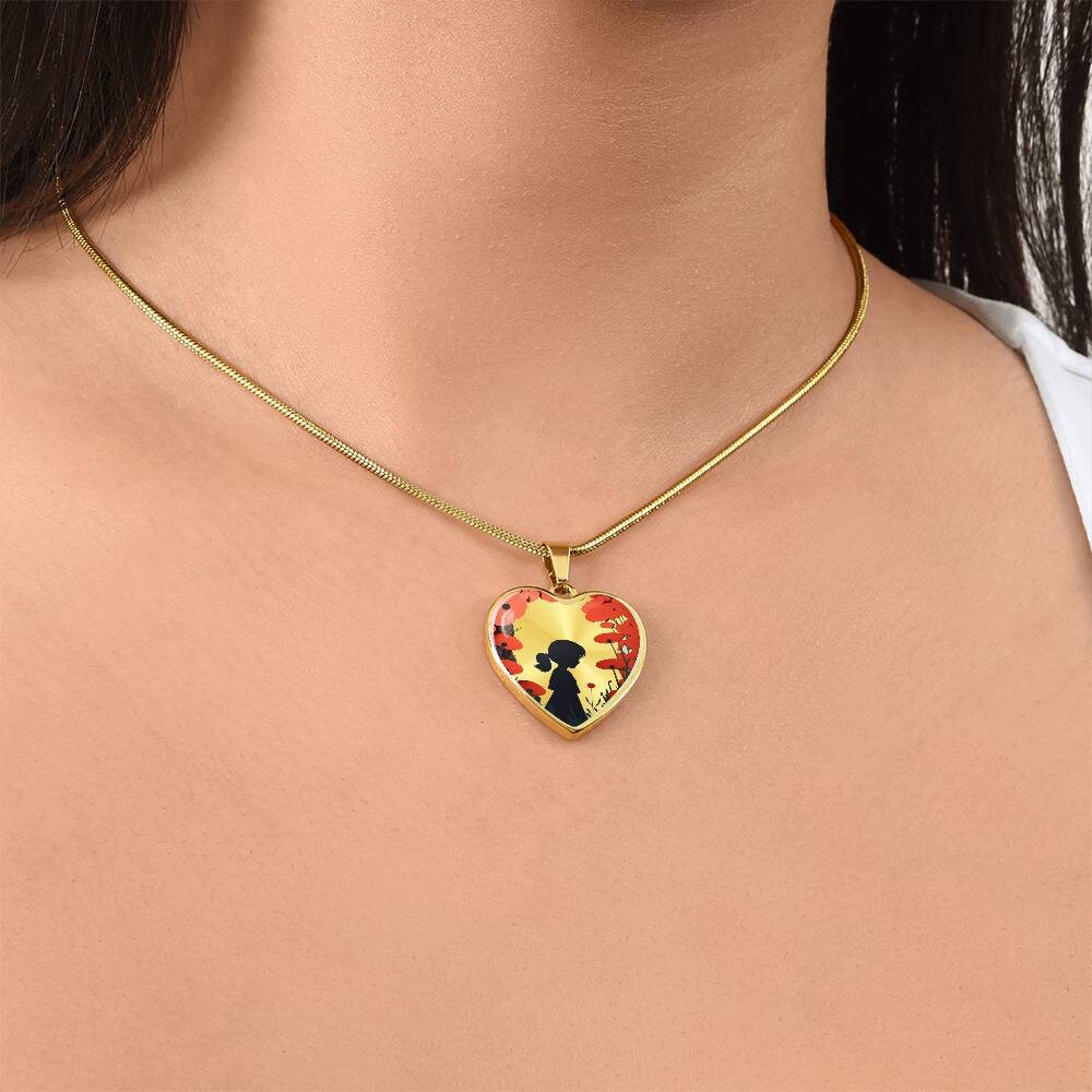Graphic Heart Pendant + Necklace - Red Poppies