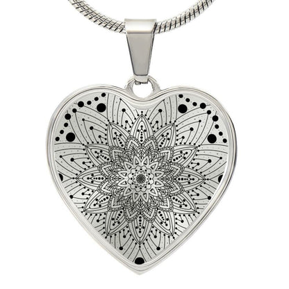 Graphic Heart Pendant + Necklace - Abstract Mandala