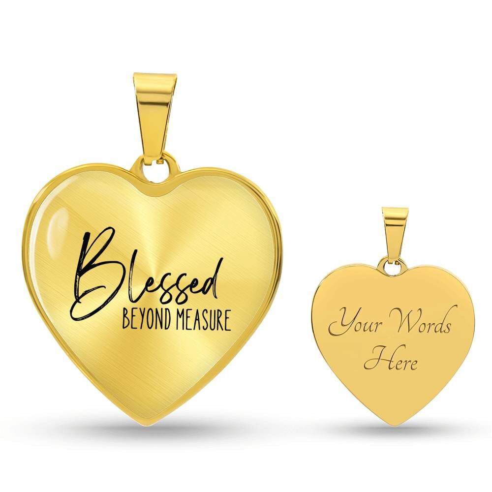 Graphic Heart Pendant + Necklace - Blessed Beyond Measure