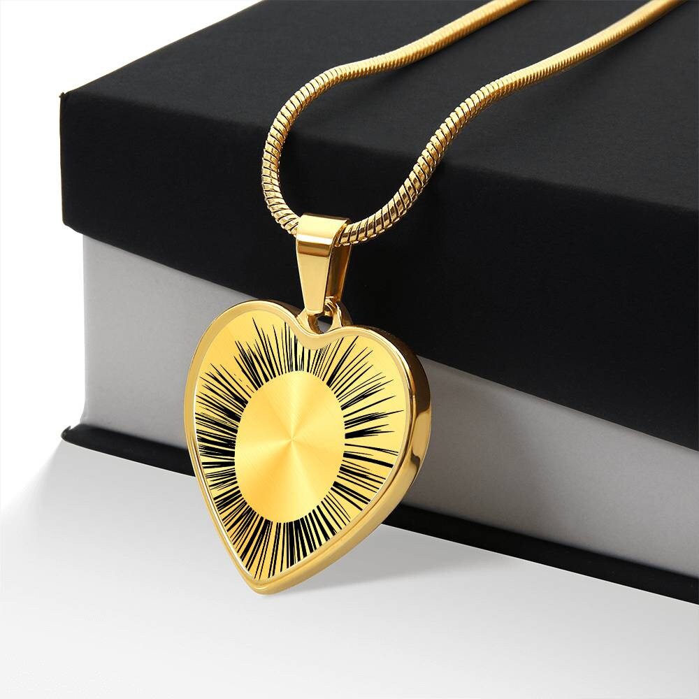 Graphic Heart Pendant + Necklace - Ornamental Flower