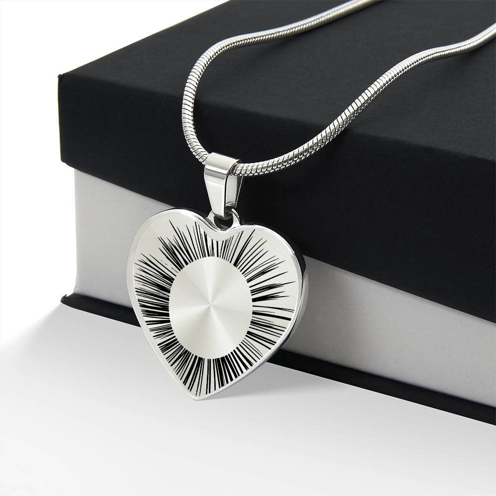 Graphic Heart Pendant + Necklace - Ornamental Flower