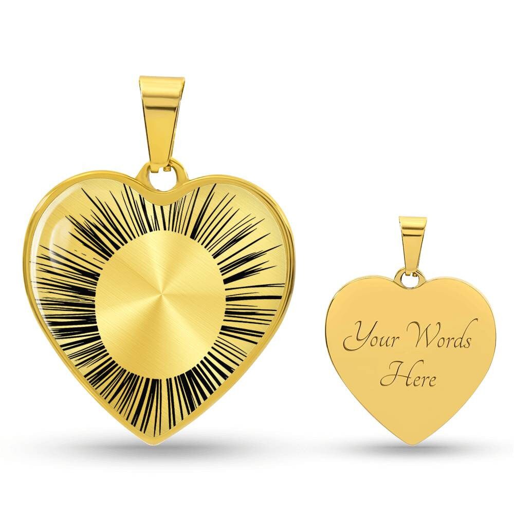 Graphic Heart Pendant + Necklace - Ornamental Flower