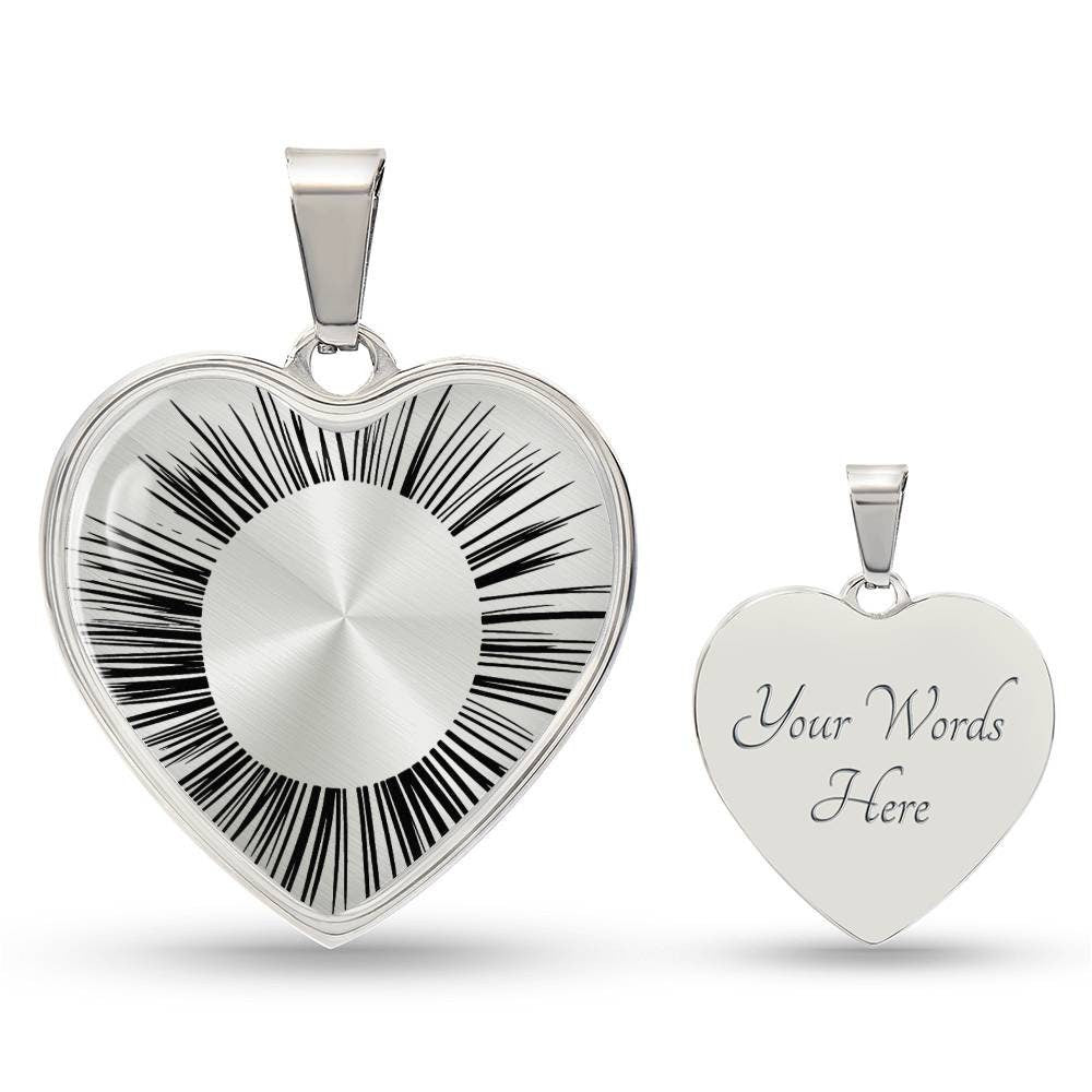 Graphic Heart Pendant + Necklace - Ornamental Flower