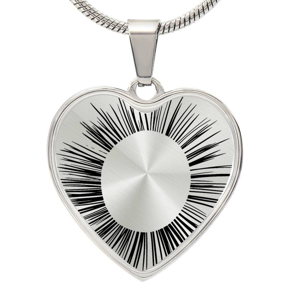 Graphic Heart Pendant + Necklace - Ornamental Flower