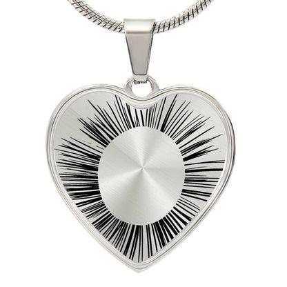 Graphic Heart Pendant + Necklace - Ornamental Flower