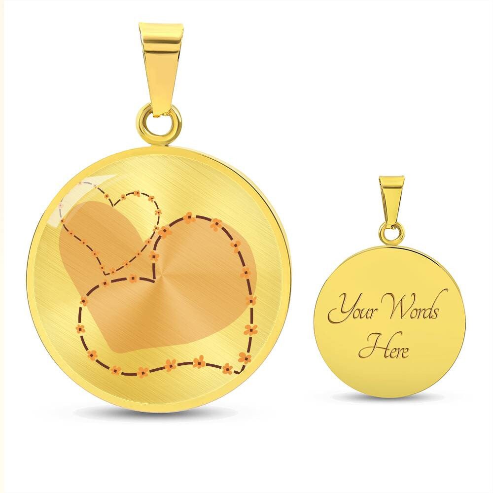 Graphic Circle Pendant + Necklace - 3 Hearts