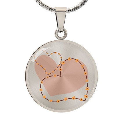Graphic Circle Pendant + Necklace - 3 Hearts
