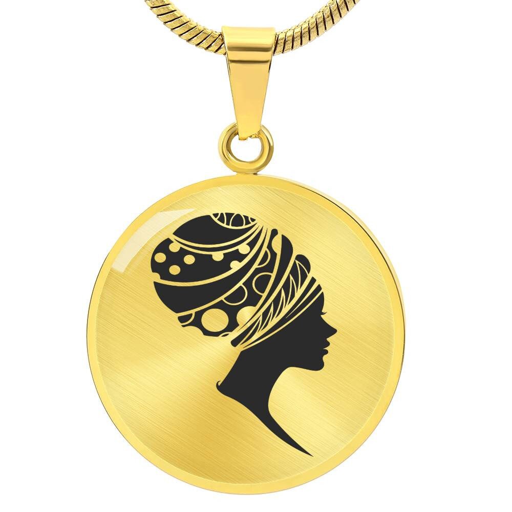 Graphic Circle Pendant + Necklace - Woman In Turban