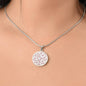Graphic Circle Pendant + Necklace - Red Hearts